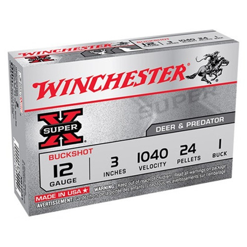 Winchester 12 Gauge Ammo 1 oz #1 Buck Ammunition - 5 Rounds