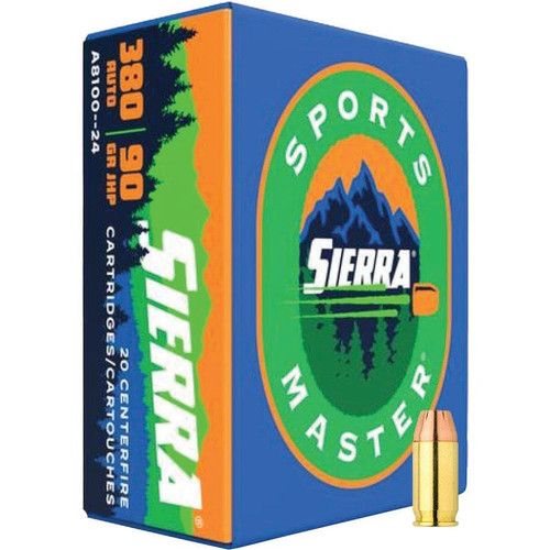 Sierra .380 Auto Ammo 90gr JHP Ammunition - 20 Rounds