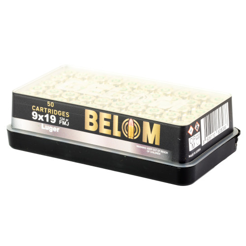 Belom 9mm Ammo 124gr Full Metal Jacket Ammunition - 50 Rounds