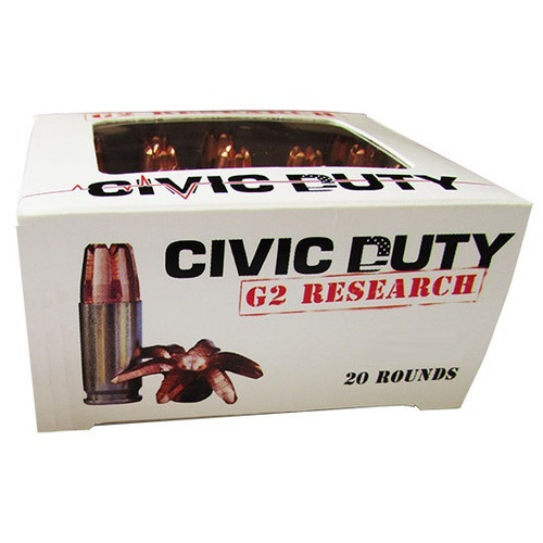 G2 Research 10mm Ammo 122gr Solid Copper Lead Free Ammunition - 20 Rounds