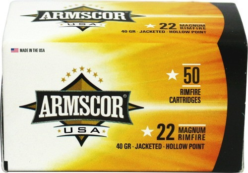 Armscor 22 WMR Ammo 40gr JHP Ammunition - 50 Rounds