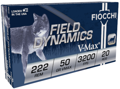 Fiocchi 222 Remington Ammo 50gr V-Max Ammunition - 20 Rounds