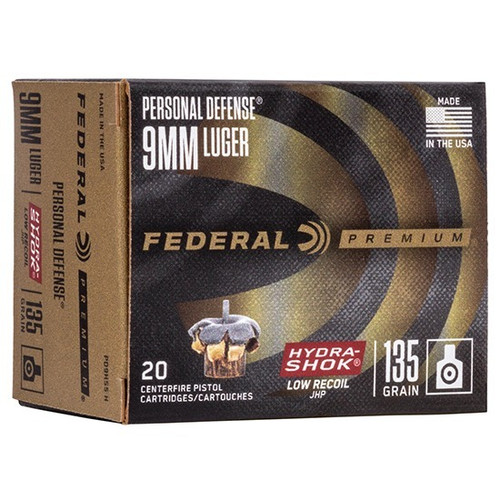 Federal 9mm Ammo 135gr JHP Ammunition - 20 Rounds