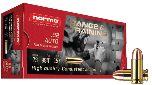Norma .32 ACP Ammo 73gr FMJ Ammunition - 50 Rounds