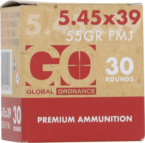 Global Ordnance 5.45x39 Ammo 55gr Full Metal Jacketed Ammunition - 30 Rounds