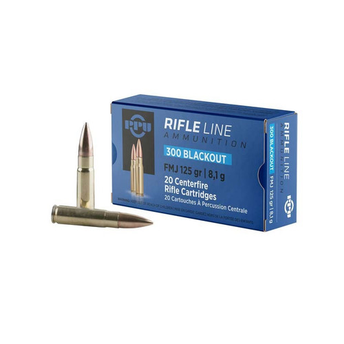 PPU .300 AAC Blackout Ammo 125gr FMJ Ammunition - 20 Rounds