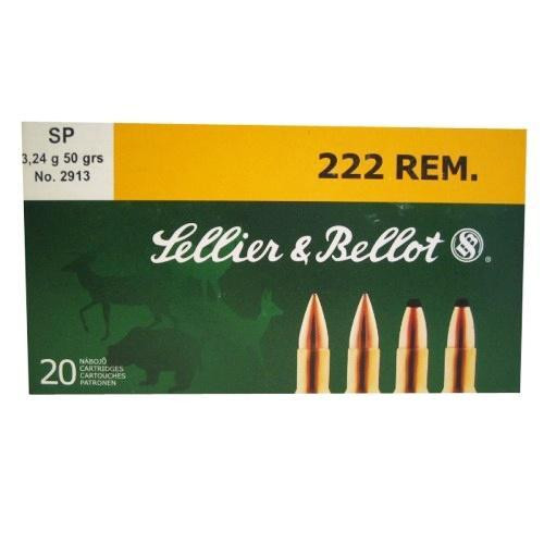 Sellier & Bellot 222 Remington Ammo 50gr JSP Ammunition - 20 Rounds