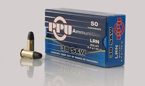 PPU 38 S&W Ammo 145gr Round Nose Ammunition - 50 Rounds