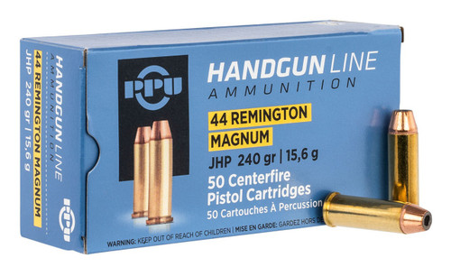 PPU .44 Rem MAG Ammo 240gr JHP Ammunition - 50 Rounds