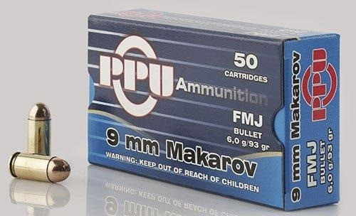 PPU 9x18mm Ammo 93gr FMJ Ammunition - 50 Rounds
