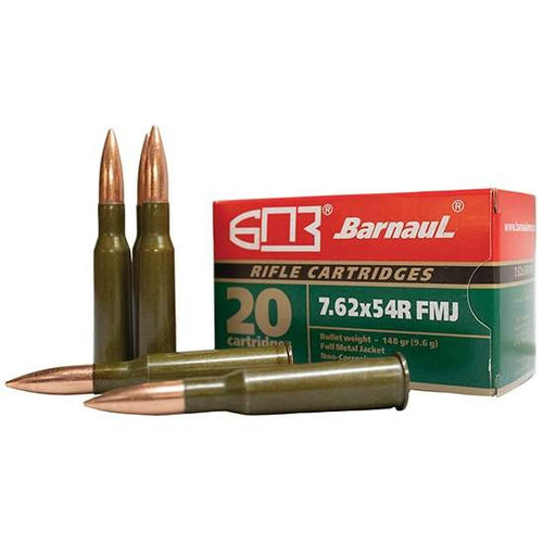 Barnaul Ammo 7.62 x 54R Ammo 148gr FMJ Ammunition - 20 Rounds
