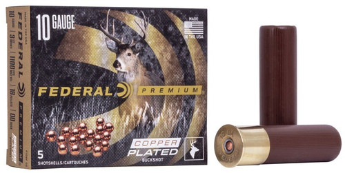 Federal 10 Gauge Ammo 2-1/4 oz #00 Buckshot Ammunition - 5 Rounds