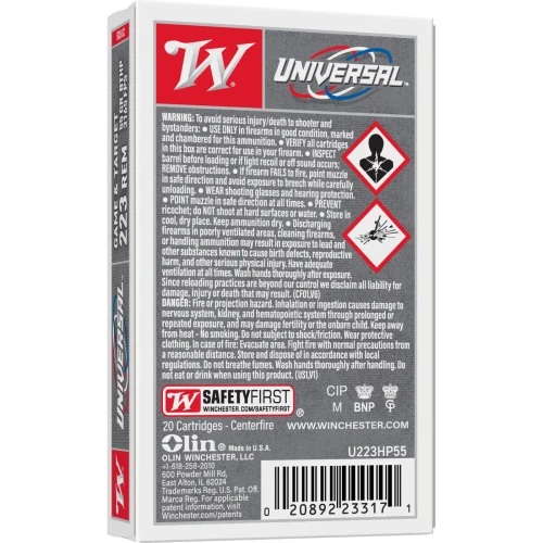 Winchester Ammunition .223 Rem Ammo 55gr FMJ Ammunition - 20 Rounds