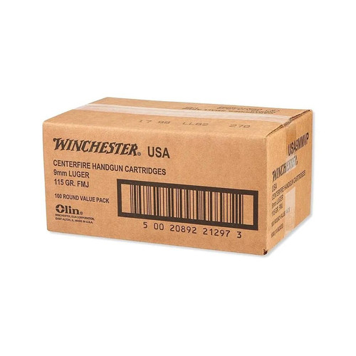 Winchester 9mm Ammo 115gr FMJ Ammunition - 1000 Rounds