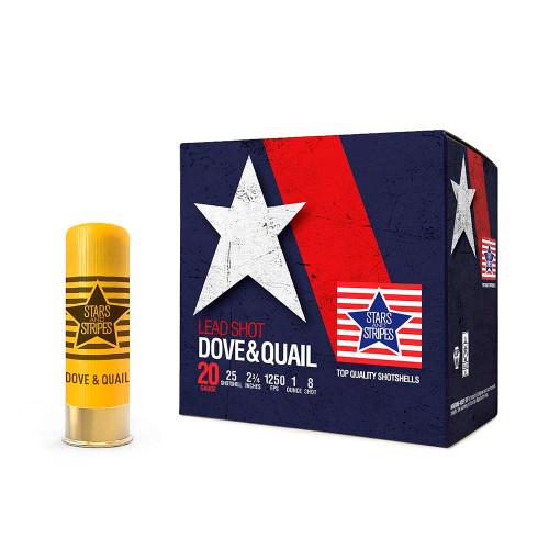 Stars and Stripes 20 Gauge Ammo 1 oz #8 Lead Ammunition - 25 Rounds