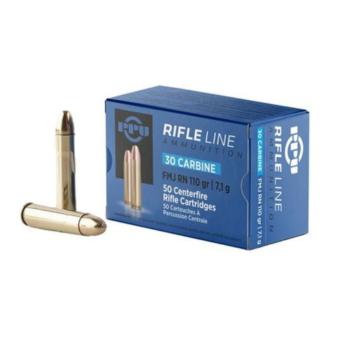 PPU .30 Carbine Ammo 110gr FMJRN Ammunition - 50 Rounds