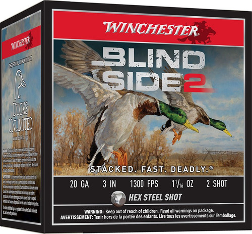 Winchester 20 Gauge Ammo 1-1/16 oz #2 Hex Steel Shot Ammunition - 25 Rounds