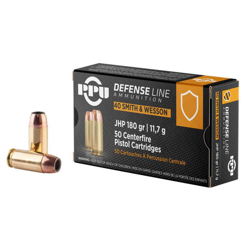 PPU .40 S&W Ammo 180gr JHP Ammunition - 50 Rounds