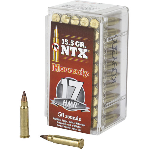 Hornady .17 HMR Ammo 15.5gr NTX Ammunition - 50 Rounds