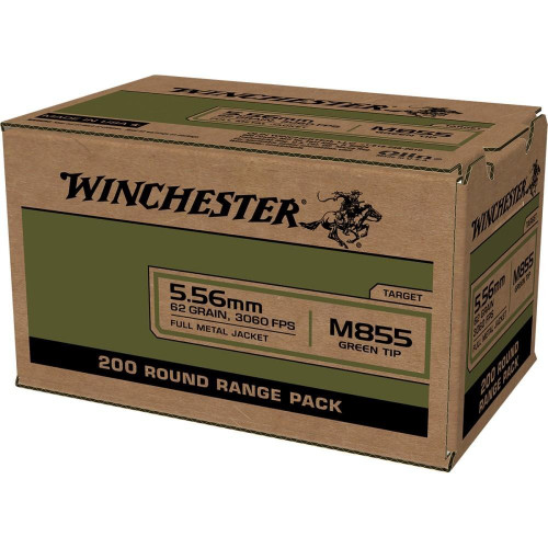 Winchester Ammunition 5.56mm Ammo 62gr FMJ Ammunition - 200 Rounds