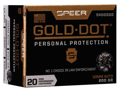 Speer Gold Dot Handgun Personal Protection 10mm Auto 200gr Gold Dot Hollow Point Ammo - 20 Rounds