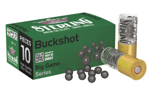 Sterling 12 Gauge Ammo 2-3/4" 1 3/16 oz #00 Buck Ammunition - 10 Rounds