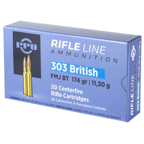 PPU .303 British Ammo 174gr FMJ Ammunition - 20 Rounds