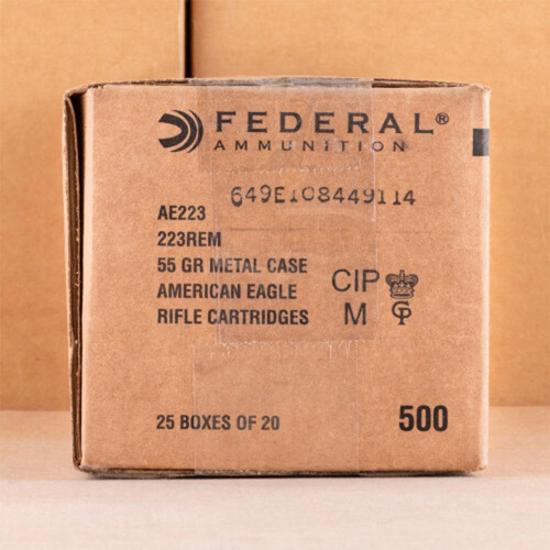 Federal .223 Rem Ammo 55gr FMJ Ammunition - 500 Rounds
