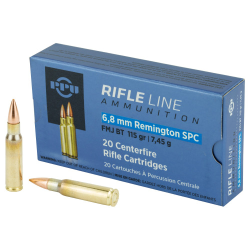 PPU 6.8 Remington SPC Ammo 115gr FMJBT Ammunition - 20 Rounds