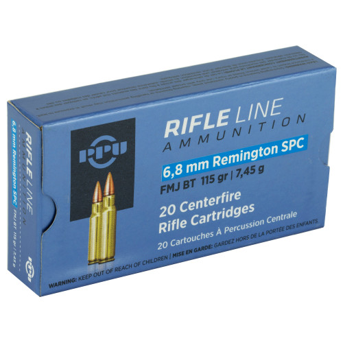 PPU 6.8 Remington SPC Ammo 115gr FMJBT Ammunition - 20 Rounds