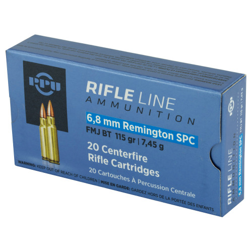 PPU 6.8 Remington SPC Ammo 115gr FMJBT Ammunition - 20 Rounds