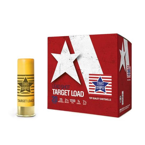 Stars and Stripes 20 Gauge Ammo 7/8 oz #7.5 Shot Ammunition - 25 Rounds