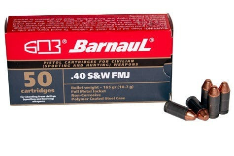 Barnaul .40 S&W Ammo 165gr FMJ Ammunition - 50 Rounds