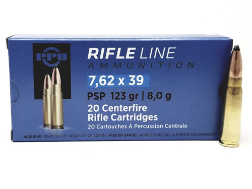 PPU 7.62x39mm Ammo 123gr RNSP Ammunition - 20 Rounds