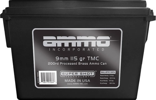 Ammo Inc 9mm Luger Ammo 115gr FMJ Ammunition - 200 Rounds