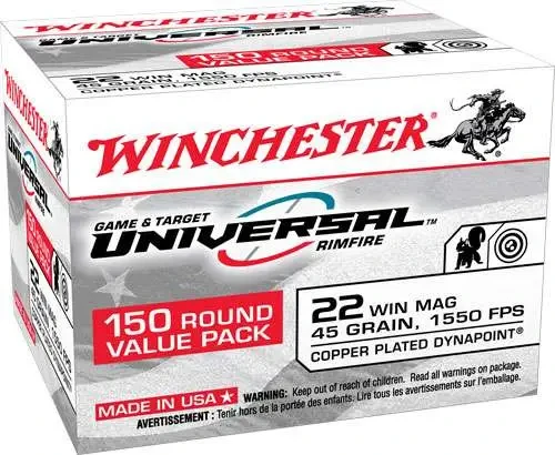 Winchester .22 Win Magnum Rimfire Ammo 45gr JHP Ammunition - 150 Rounds