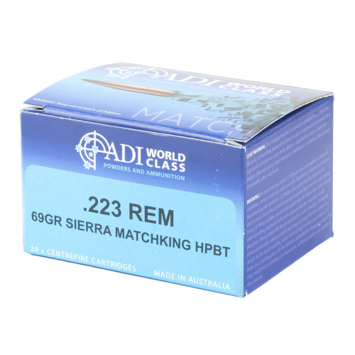 ADI World Class .223 Remington Ammo 69gr BTHP Ammunition - 20 Rounds