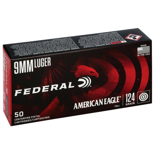 Federal 9mm Luger Ammo 124gr FMJ Ammunition - 1000 Rounds