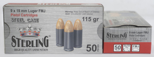 Century Arms 9mm Ammo 115gr FMJ Ammunition - 50 Rounds