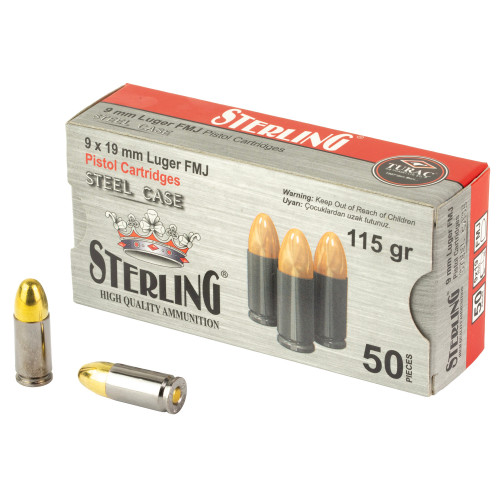 Sterling 9mm Ammo 115gr FMJ Ammunition - 50 Rounds
