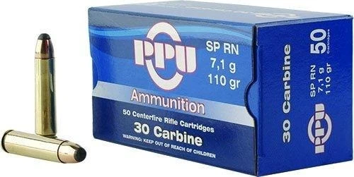 PPU .30 Carbine Ammo 110gr SPRN Ammunition - 50 Rounds