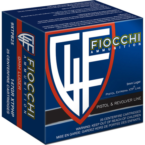 Fiocchi 9mm Ammo 147gr JHP Ammunition - 25 Rounds