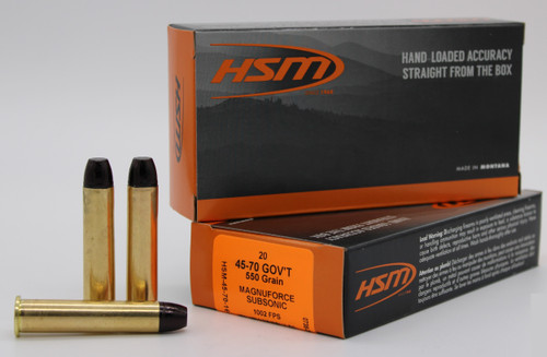HSM Ammunition .45-70 Government Ammo 550gr HCFN Ammunition - 20 Rounds