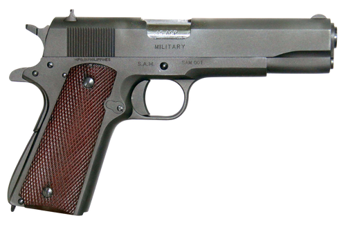 Global Defense GDMILBK455 Military  45 ACP 9+1 5" Barrel, Overall Mil-Spec Matte Black Finish Steel, Serrated Slide, Textured Wood Grip, Grip Safety Includes Magazine