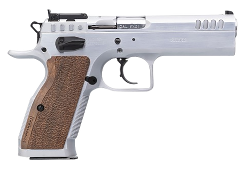 Tanfoglio IFG TFSTOCK240 Stock II Competition 40 S&W 12+1/16+1, 4.44" Stainless Polygonal Rifled Barrel, Stainless Ported/Serrated Slide, Stainless Steel Frame, Brown Polymer Grip