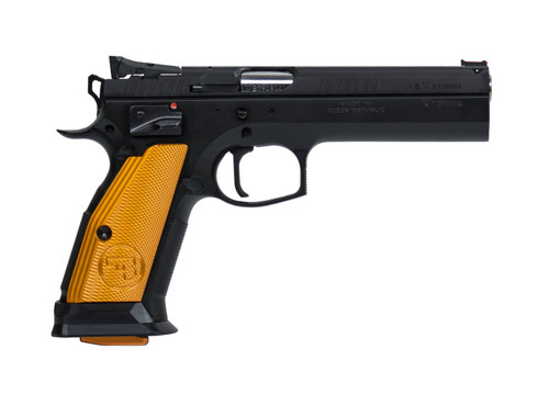 CZ 75 Tactical Sport Pistol - Black | 9mm | 5.23" Barrel | 20rd | Target Sights | Orange Grips