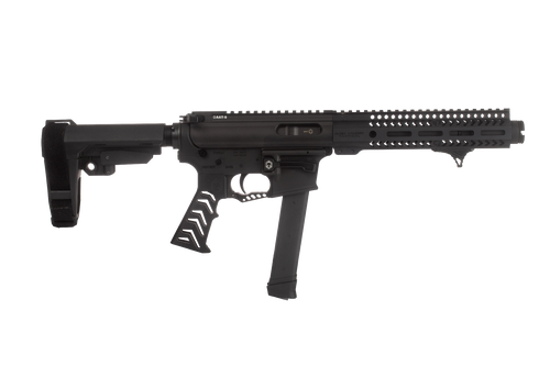 Alien Armory Tactical Forged Aluminum AAT-9 AR Pistol - Black | 9mm | 7.5" Barrel + Flash Can | 9" M-LOK Rail | SBA3 Brace | Upgraded AAT Parts | Accepts Glock Mags