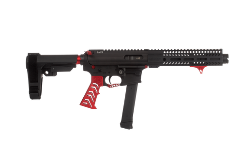 Alien Armory Tactical Forged Aluminum AAT-9 AR Pistol - Red | 9mm | 7.5" Barrel + Flash Can | 9" M-LOK Rail | SBA3 Brace | Upgraded AAT Parts | Accepts Glock Mags