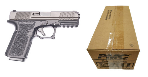 Polymer 80 PFC9 Pistol - Black | 9mm | 4" Barrel | 10rd Bundled w/ One PMC Bronze 9mm Luger Handgun Ammo - 115 Grain | FMJ | 1 Case (20 boxes)