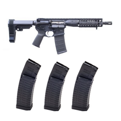 LWRC DI Direct Impingement Pistol - Black | 5.56NATO | 10.5" Barrel | SBA3 Brace & 3 ATI Schmeisser S60 Mag Bundle